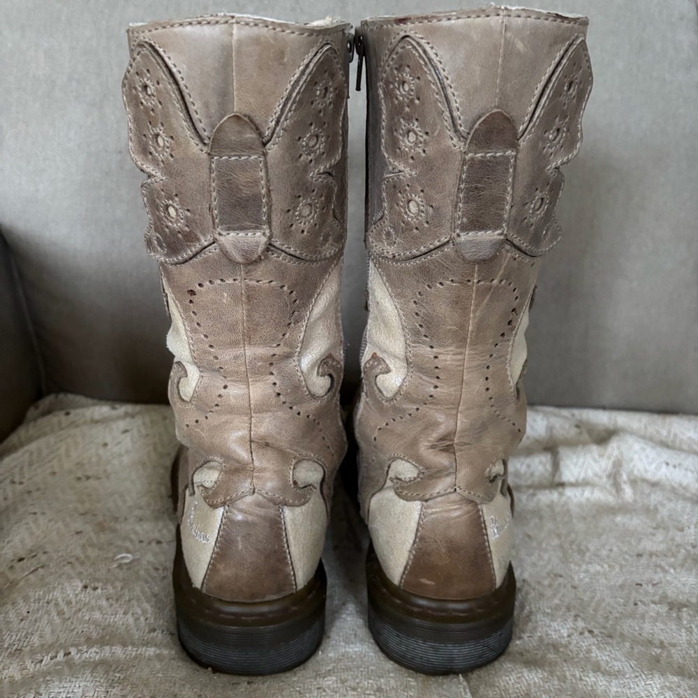 Dr. Martens Taupe Lace-Up Combat Boots - Picture 2 of 16
